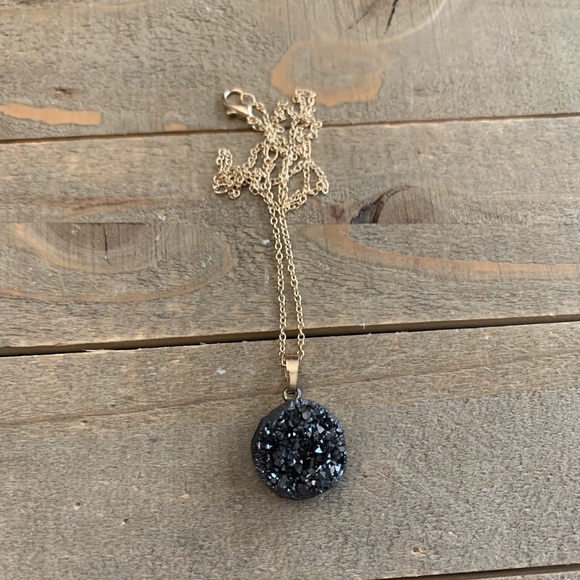 handmade Jewelry - Beautiful handmade black natural druzzy necklace handmade Jewelry - Beautiful handmade black natural druzzy necklace